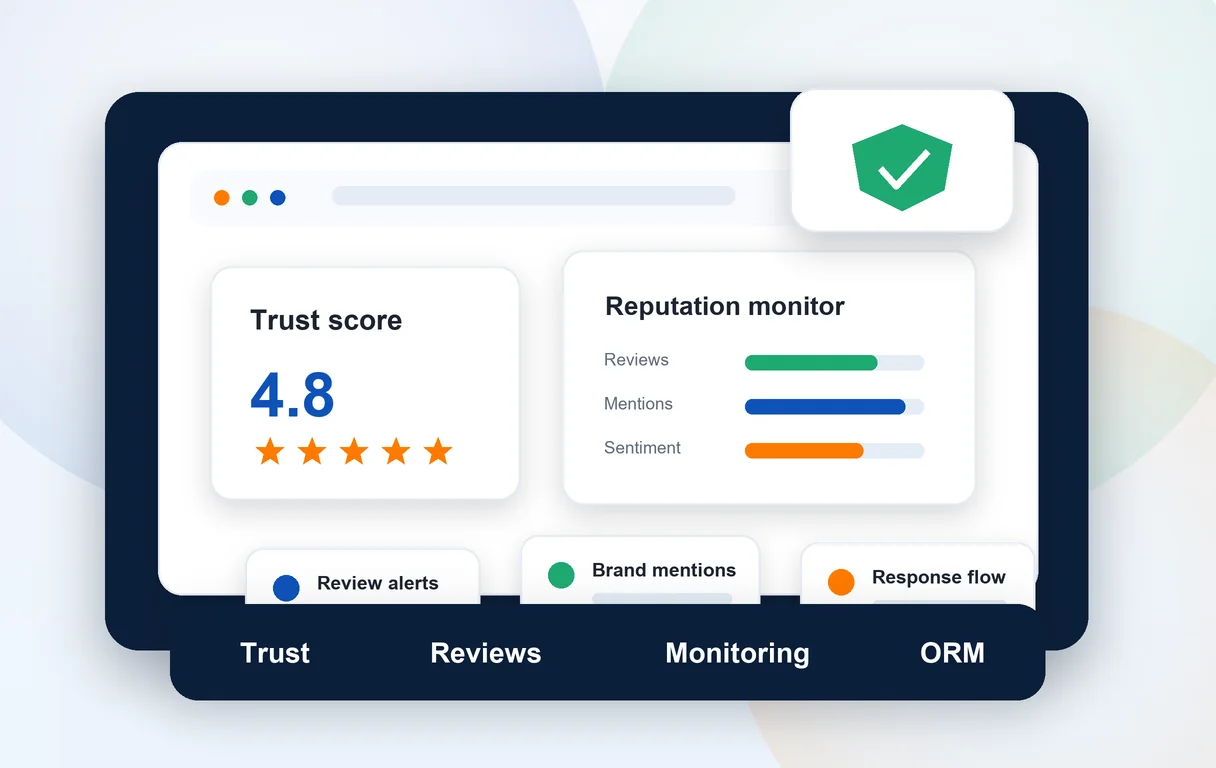Premium online reputation management trust and review monitoring mockup